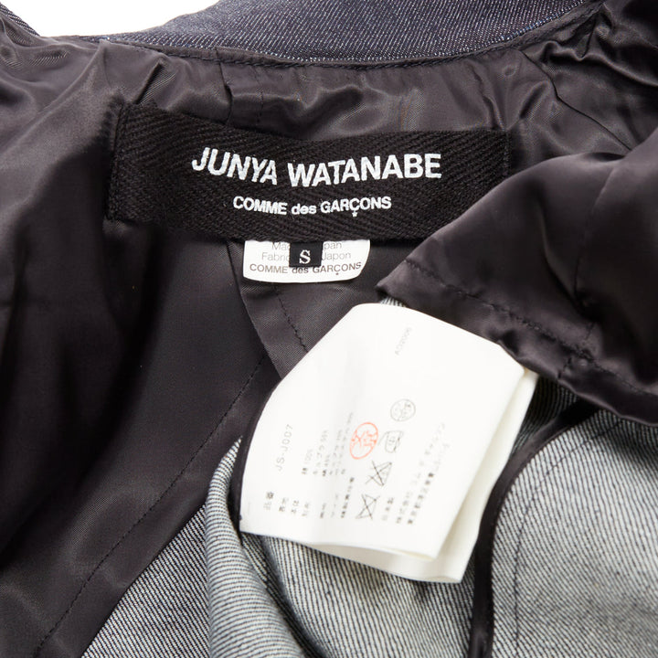 JUNYA WATANABE 2006 indigo blue denim scrunch gathered deconstructed blazer S