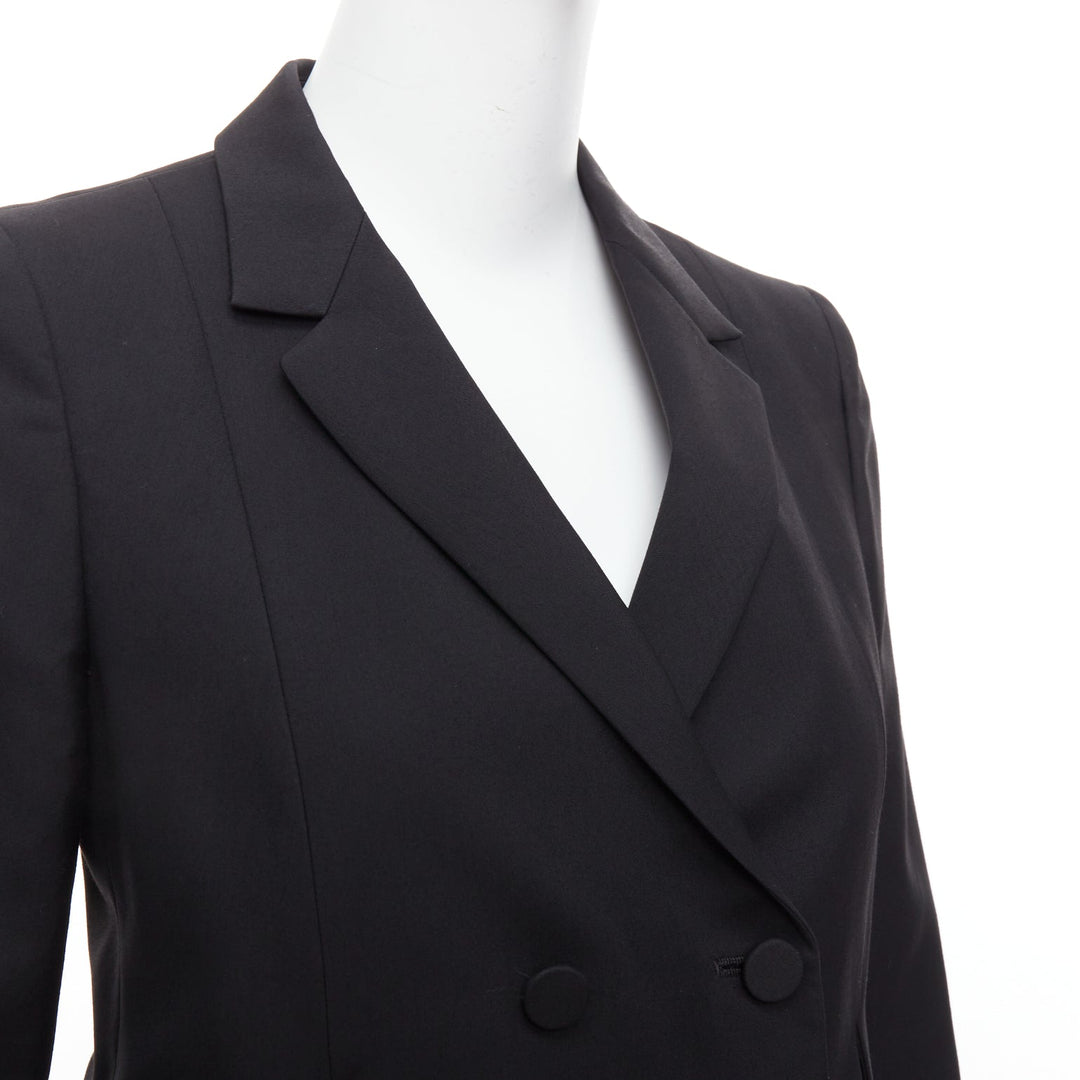 PORTS 1961 black wool silk slit front shoulder padded blazer IT40 S