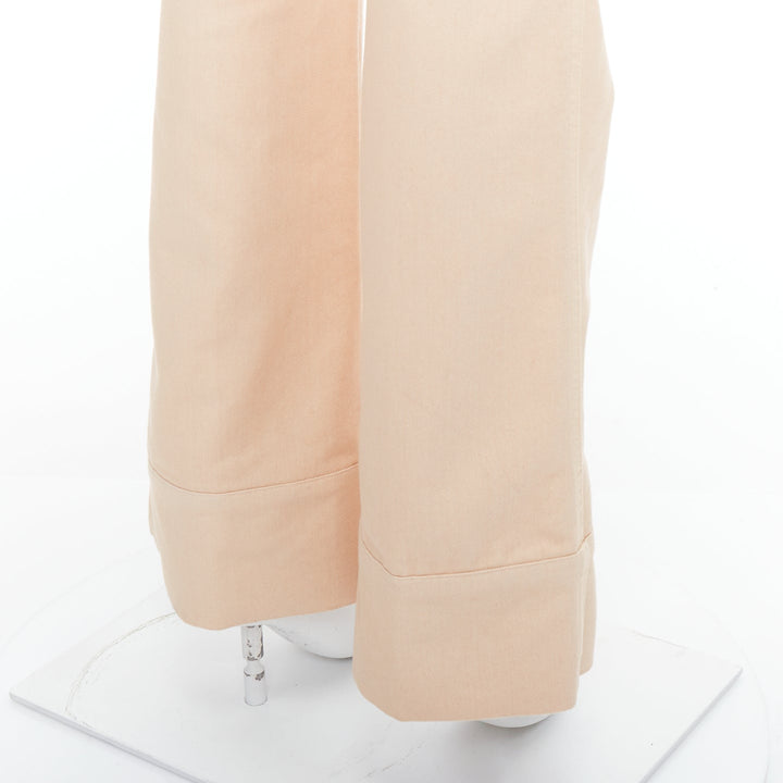 CHLOE blush cotton blend panelled cuff hem flared jeans FR34 XS