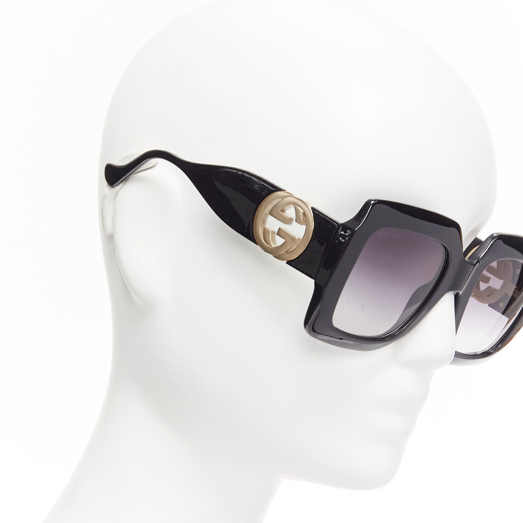 GUCCI Alessandro Michele GG1022S black gold GG logo oversized sunglasses