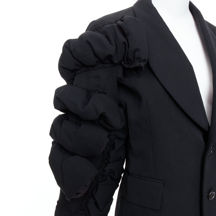 COMME DES GARCONS 2013 black wool tiered puff sleeve blazer jacket S