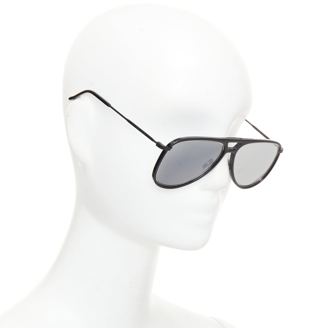 SAINT LAURENT 2017 Classic 11 Rim 002 black metal smoke mirror sunglasses