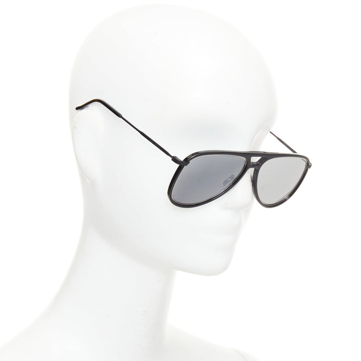 SAINT LAURENT 2017 Classic 11 Rim 002 black metal smoke mirror sunglasses