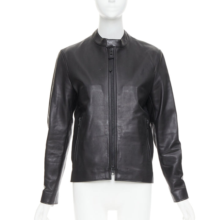 COACH Racer black cow leather zip up racing jacket US0 XS