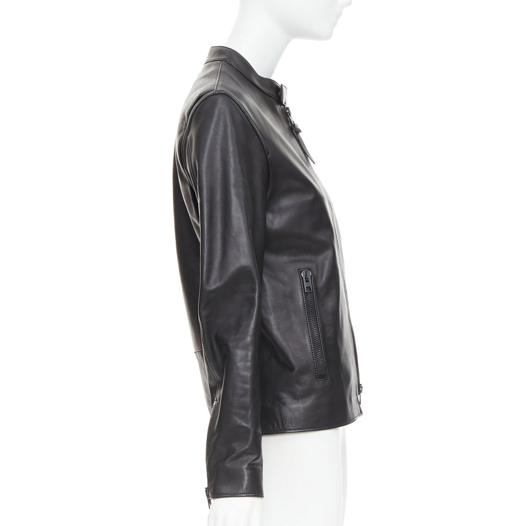 COACH Racer black cow leather zip up racing jacket US0 XS