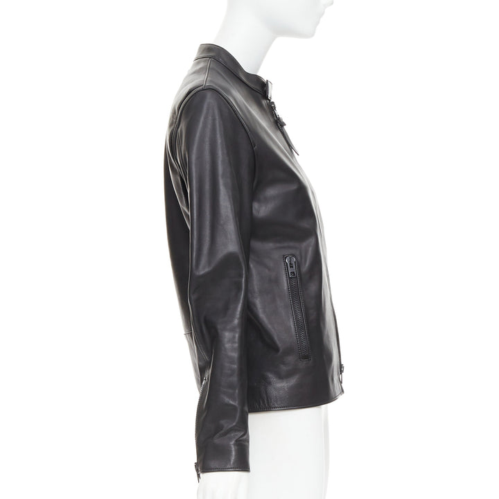 COACH Racer black cow leather zip up racing jacket US0 XS