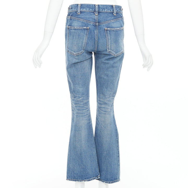 CELINE W_FL_018 Dylan blue washed gold triomphe buckle bootcut jeans 26"