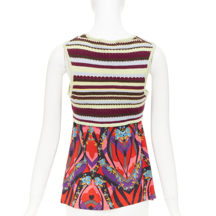 CHRISTIAN LACROIX stripe kaleidoscope print knit twin set floral cardigan top XL