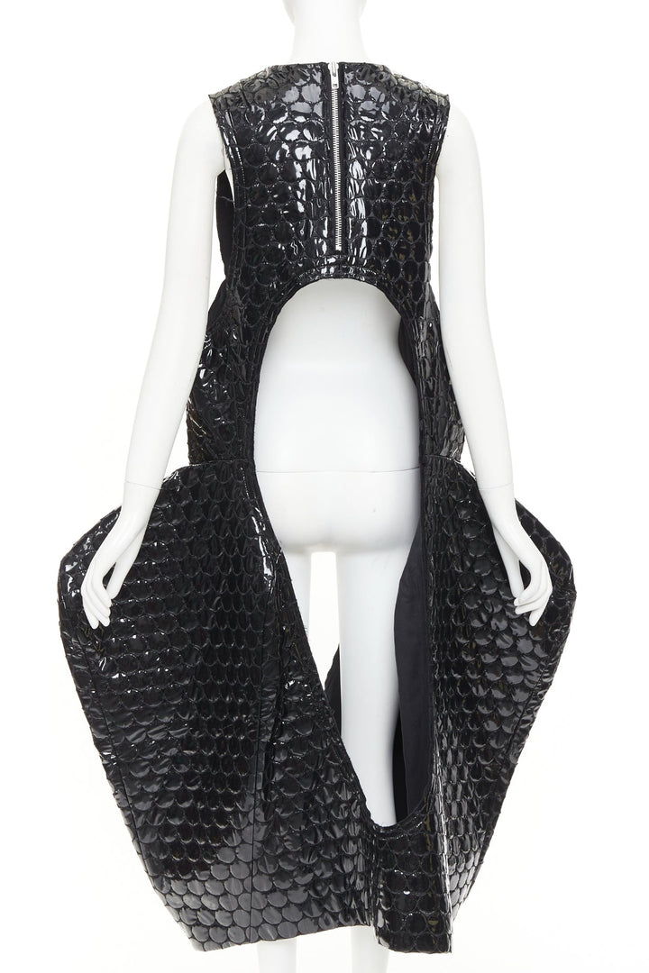 rare COMME DES GARCONS 2019 Runway PVC bubble quilted cutout pannier dress S