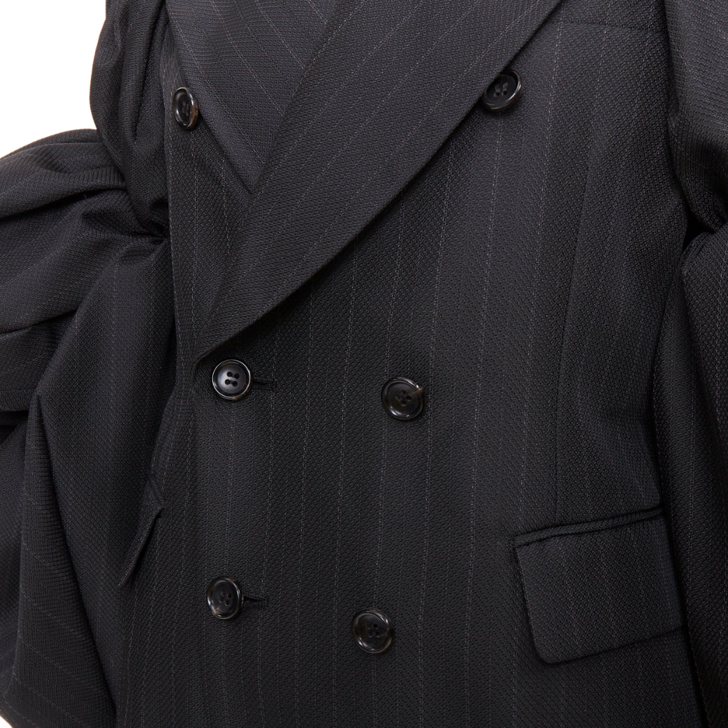 rare COMME DES GARCONS 2013 grey pinstriped 3D ruffle sleeves blazer jumpsuit S