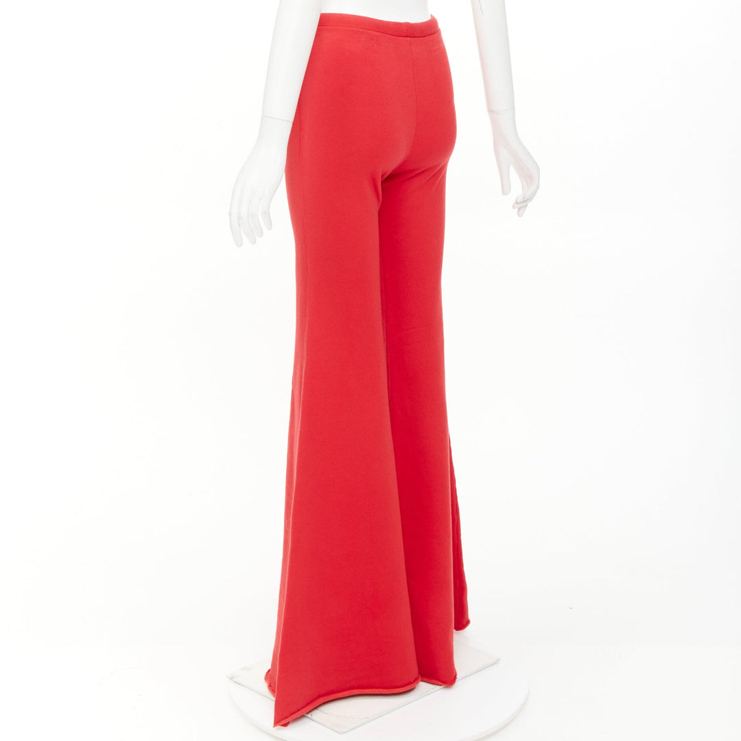 VETEMENTS Demna 2019 red cotton embroidered logo wide flared sweat pants XS