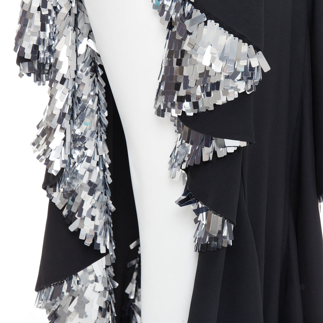 rare ALEXANDRE VAUTHIER COUTURE SS2023 Runway black silver sequin ruffle dress