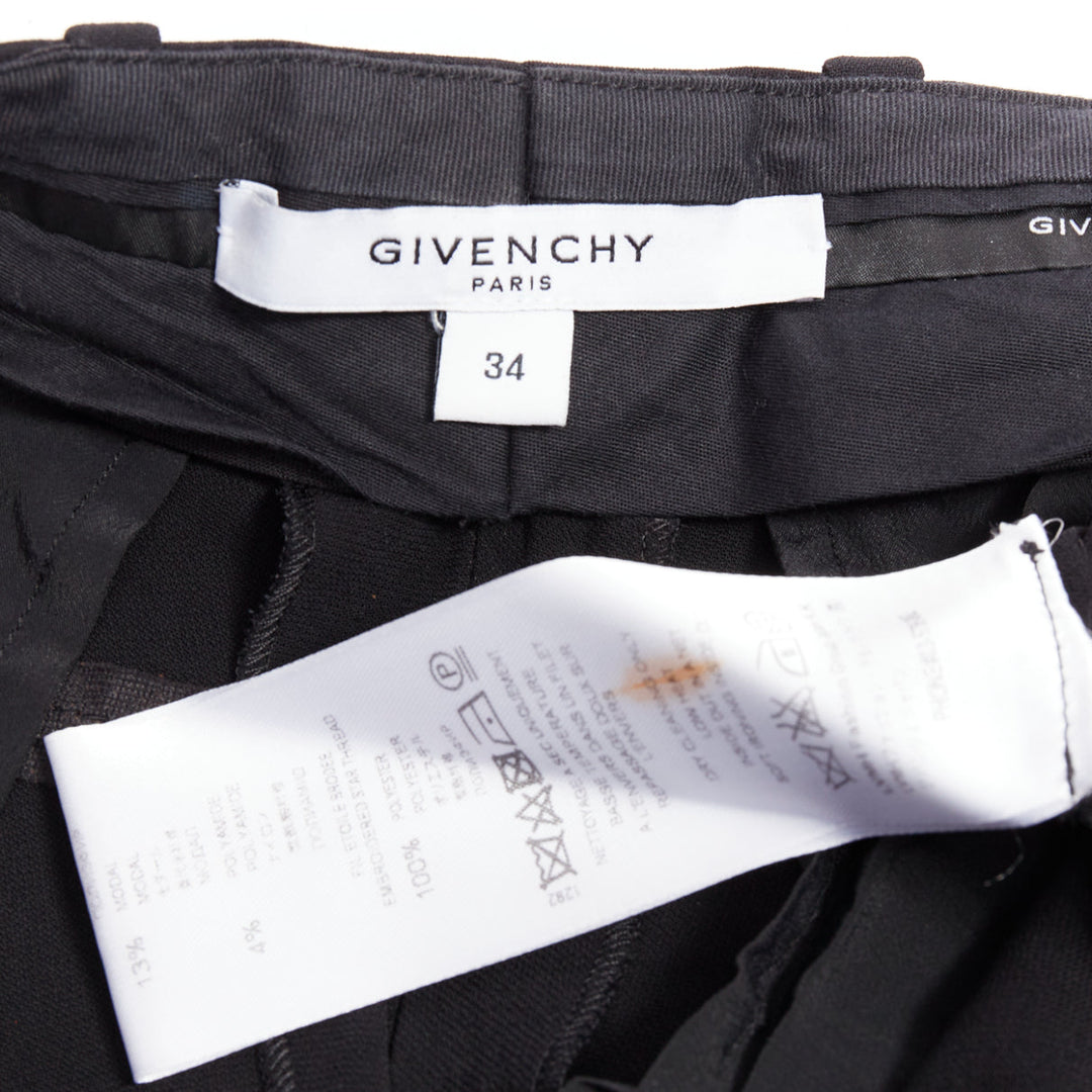 GIVENCHY black star applique silk trim flare cropped trousers FR34 XS