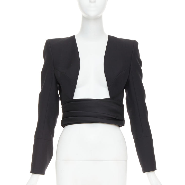 ALEXANDRE VAUTHIER COUTURE AW2020 Runway black open cummerband cropped jacket