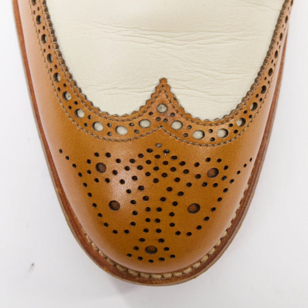 CROCKETT AND JONES Alice brown nude leather wingtip brogue oxford UK7 EU40