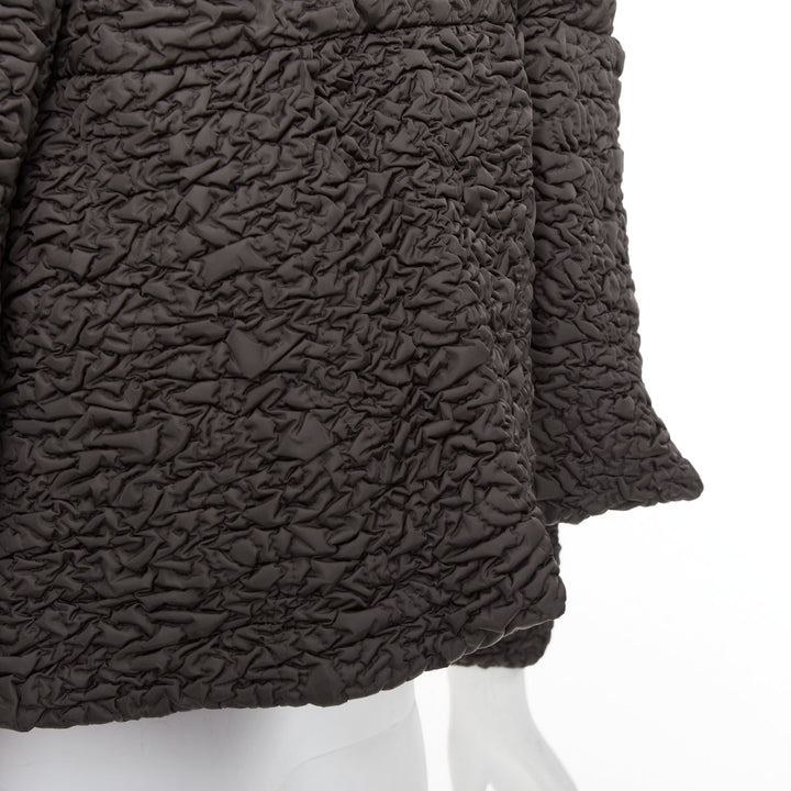 PRADA 2010 brown mink fur collar crinkled quilted puff sleeve jacket IT40 S