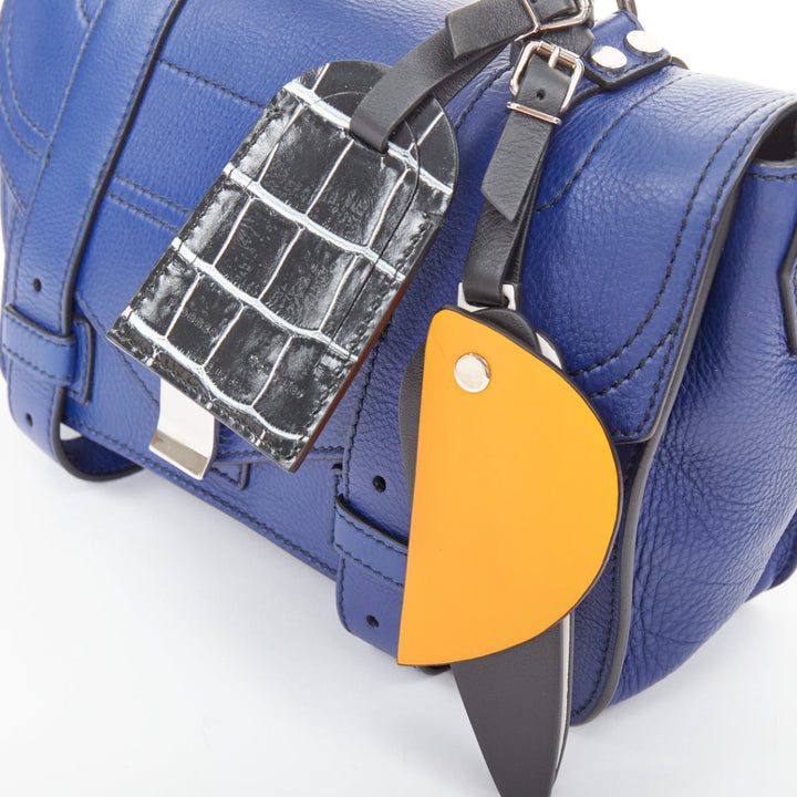 PROENZA SCHOULER Runway PS1 Tiny blue leather patchwork multi charm bag