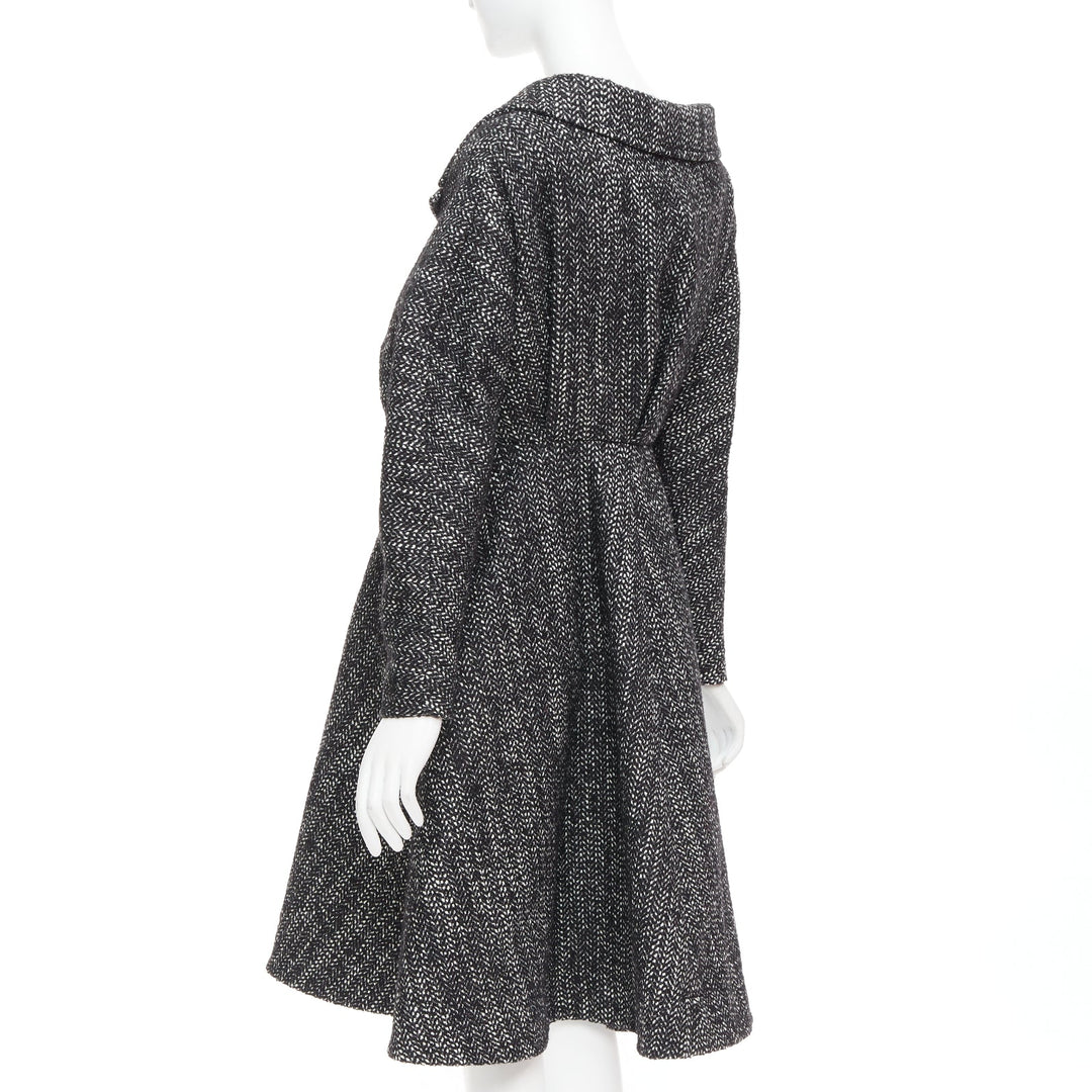 ALEXANDRE BLANC grey virgin wool blend tweed dolman swing coat FR34 XS