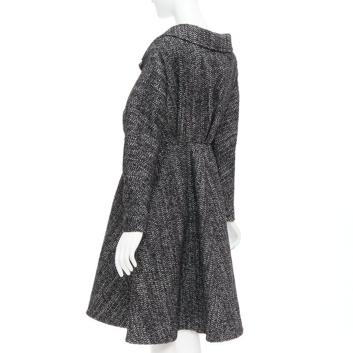 ALEXANDRE BLANC grey virgin wool blend tweed dolman swing coat FR34 XS
