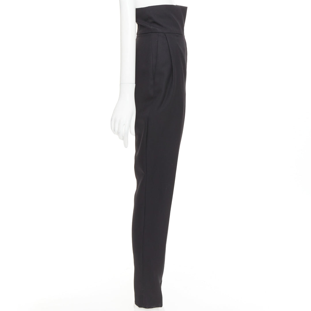 ALEXANDRE VAUTHIER COUTURE black crepe high waisted waistband harem pants