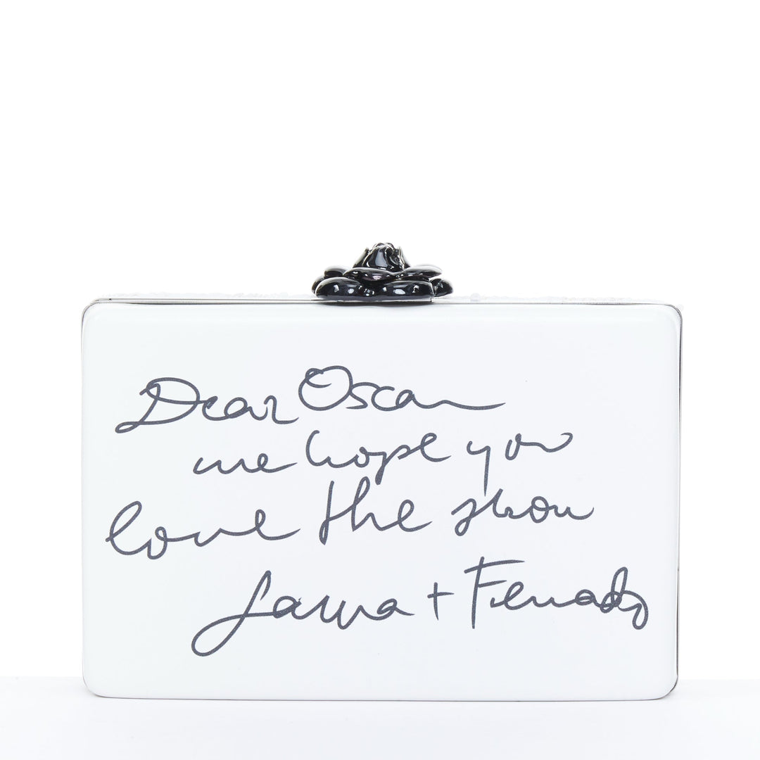 OSCAR DE LA RENTA 2018 Rogan sequin heart embroidered leather box evening clutch