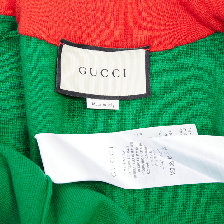 GUCCI Michele green cotton cashmere Bee embroidered cardigan XXS