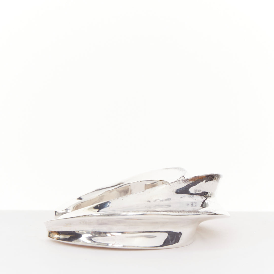rare PATRICIA VON MUSULIN 1990s Modernism Wave asymmetric 925 silver bangle cuff