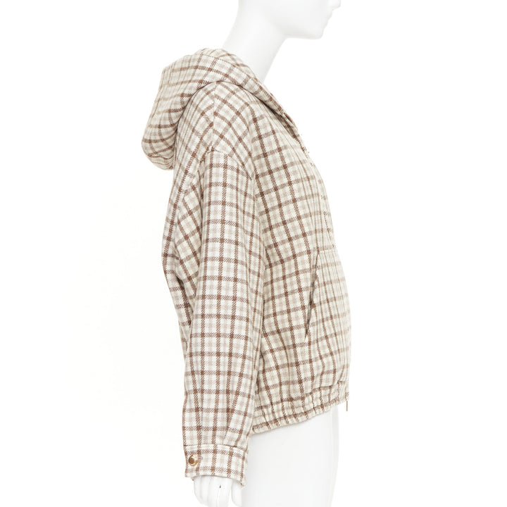 MIU MIU 2023 cocoa brown check logo hooded blouson jacket IT38 XS ASAP Rocky