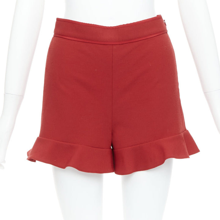 RED VALENTINO red ruffle hem high waisted shorts IT38 XS