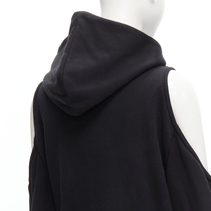 AREA crystal hammered pendant black cold shoulder hoodie XS