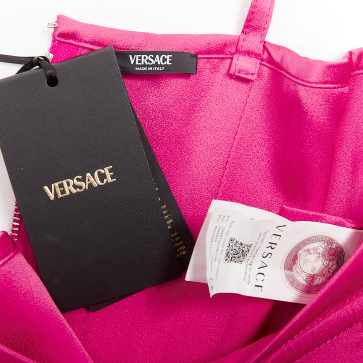 new VERSACE Medusa '95 Satin Waterlilly fuschia pink boned corset top IT38 XS