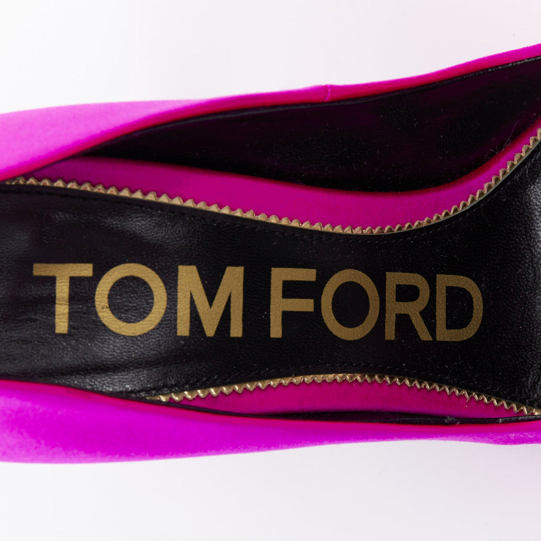 TOM FORD hot pink satin pointy front stiletto heeled pumps EU36.5
