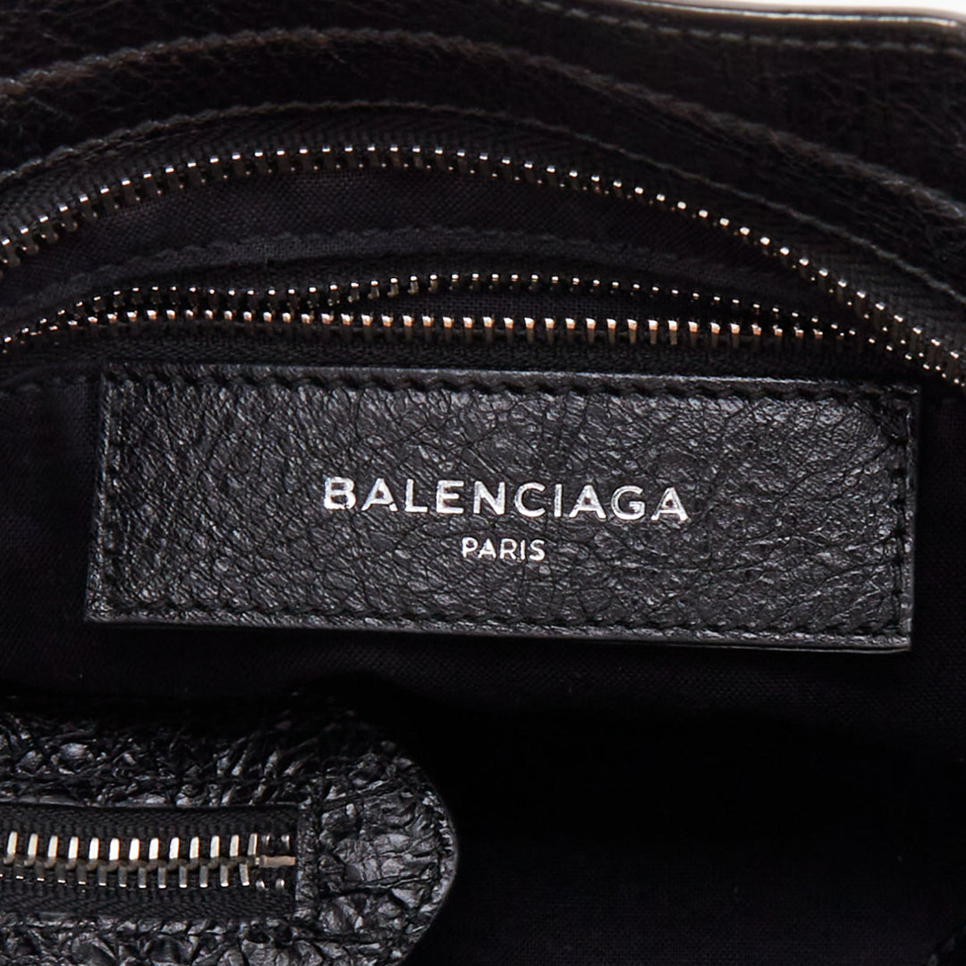 BALENCIAGA Le City Mini black crinkled leather silver hardware crossbody bag