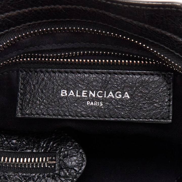 BALENCIAGA Le City Mini black crinkled leather silver hardware crossbody bag