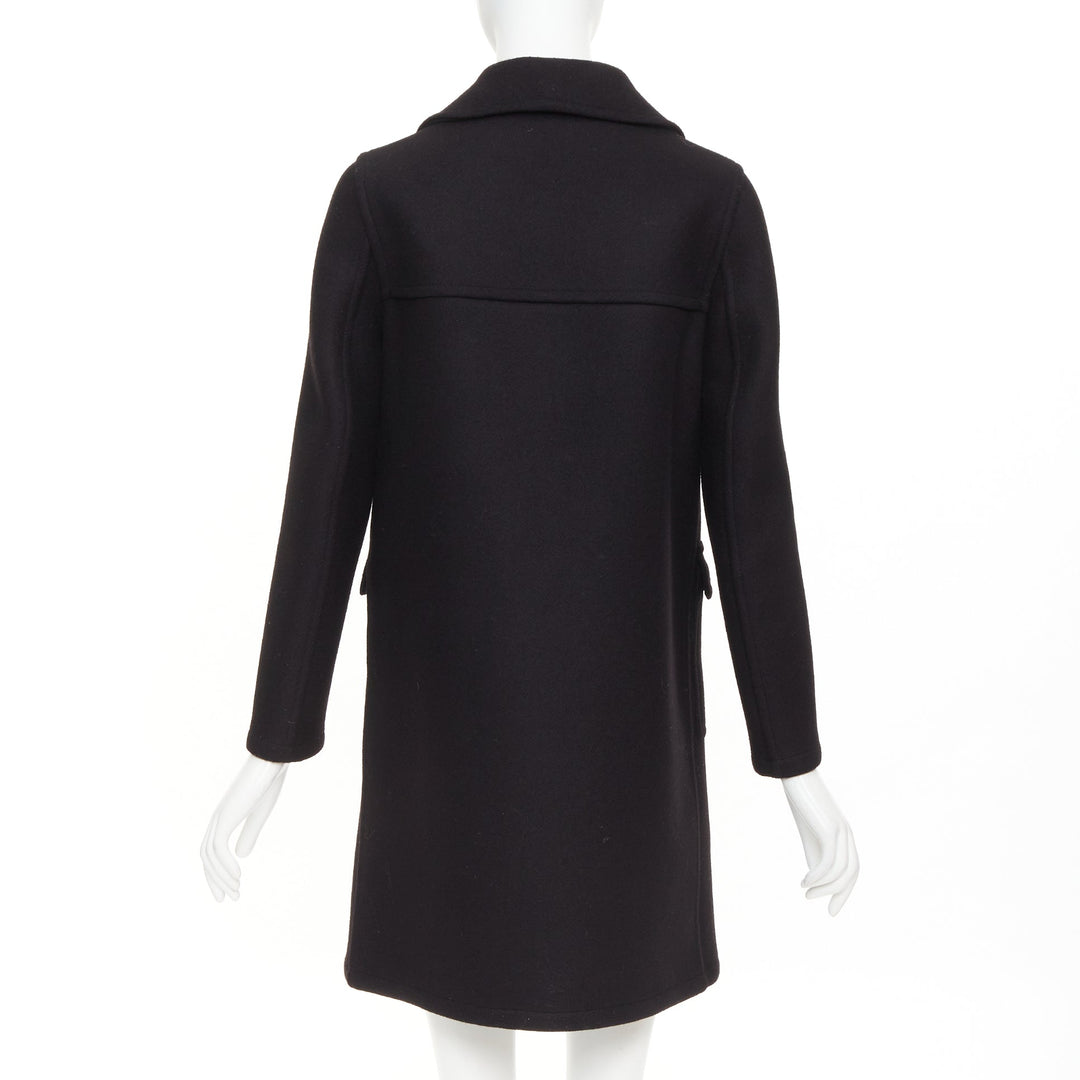 SAINT LAURENT 2014 Caban black wool felt double breasted panelled pea coat FR34