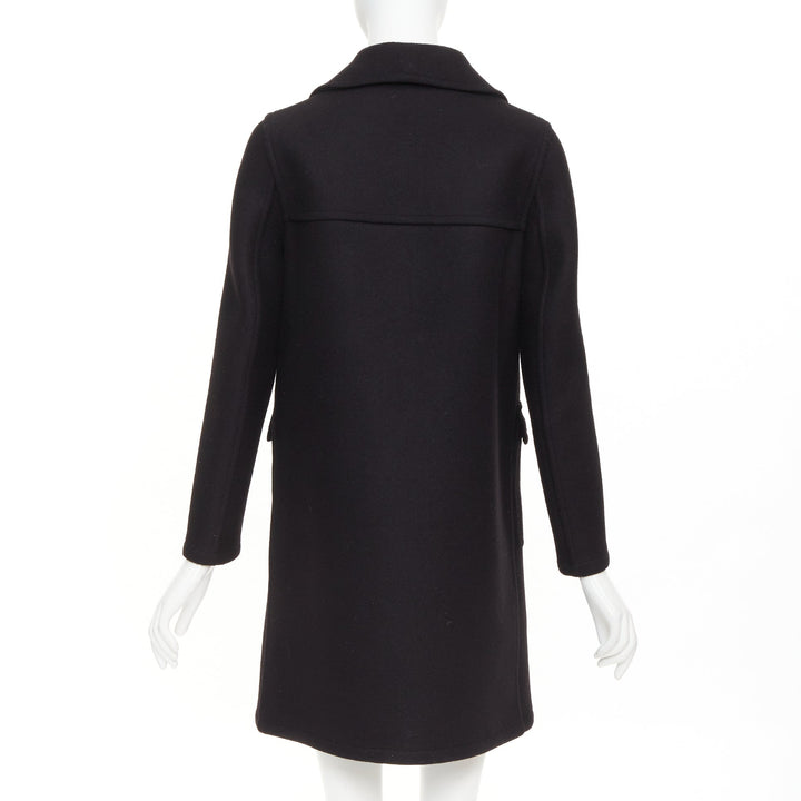 SAINT LAURENT 2014 Caban black wool felt double breasted panelled pea coat FR34
