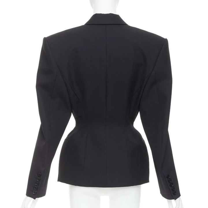 ALEXANDRE VAUTHIER SS2024 black Grain De Poudre wasp waist peak tuxedo jacket