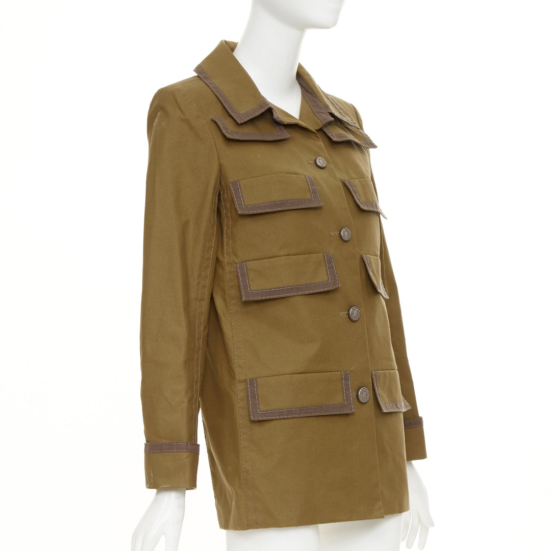 CHANEL 20C Runway multipocket bronze cotton safari jacket FR42 L