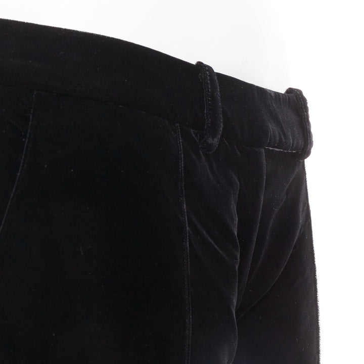 ALEXANDRE VAUTHIER COUTURE black velvet flower crystal button knee pants