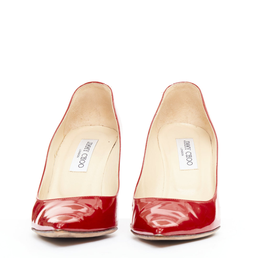 JIMMY CHOO red patent leather pointy toe stiletto heel pump EU39