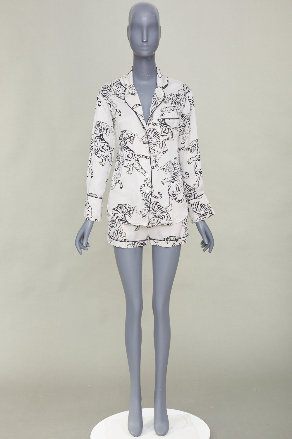 OLIVIA VON HALLE 2020 Lila Carlyle white tiger print silk pajama shorts Sz1 XS