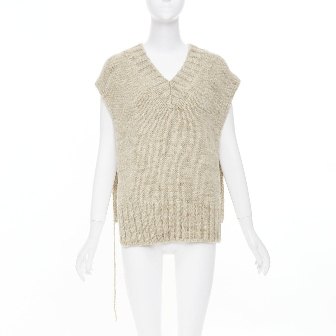 MAISON MARGIELA Corteccia melange alpaca wool blend deconstructed sweater vest S