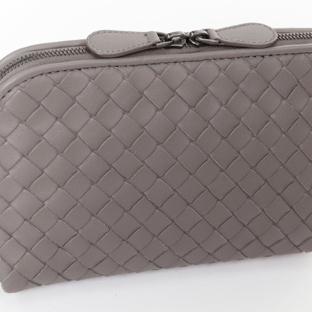 BOTTEGA VENETA Intrecciato leather grey travel vanity wash vanity cosmetic pouch