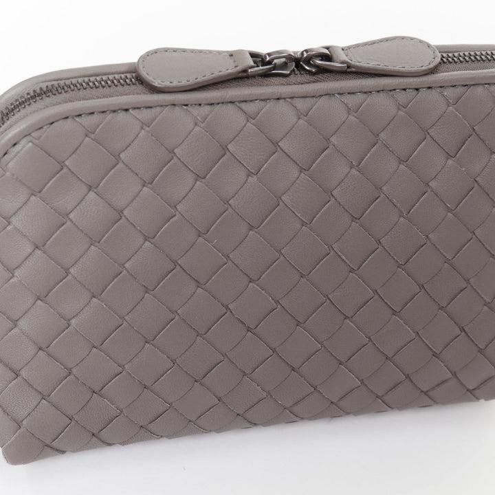 BOTTEGA VENETA Intrecciato leather grey travel vanity wash vanity cosmetic pouch