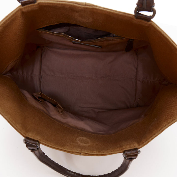 BOTTEGA VENETA gradient ombre brown canvas Intrecciato woven leather handle bag