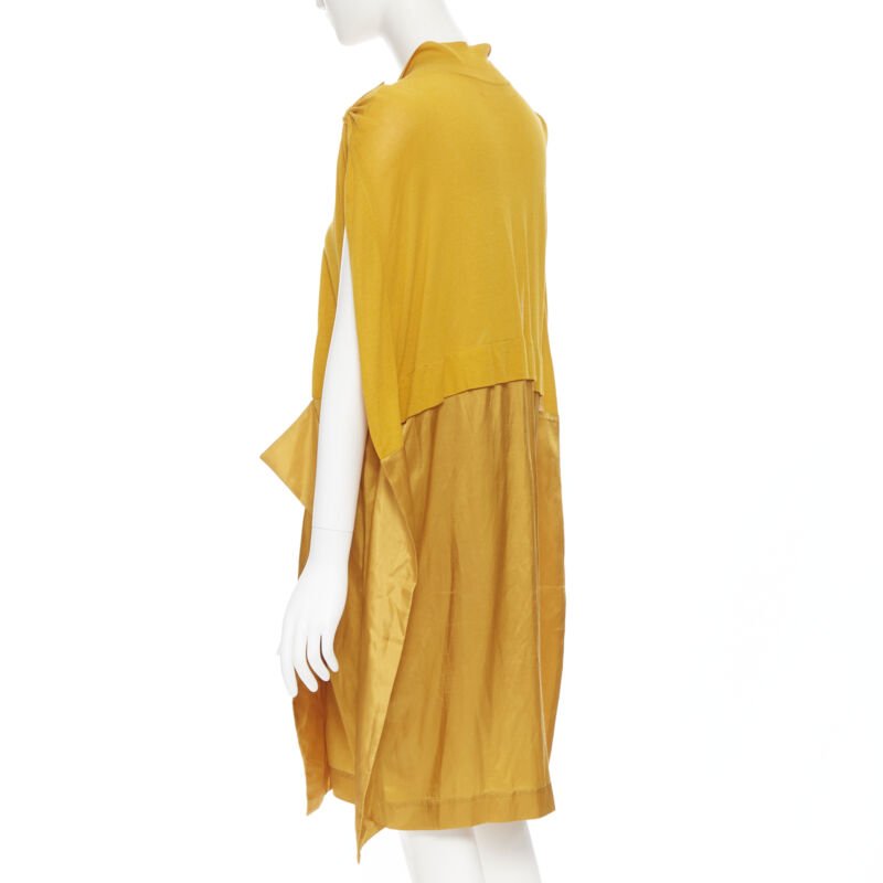 TOGA ARCHIVES mustard yellow knit polo draped skirt boxy casual dress JP1 M