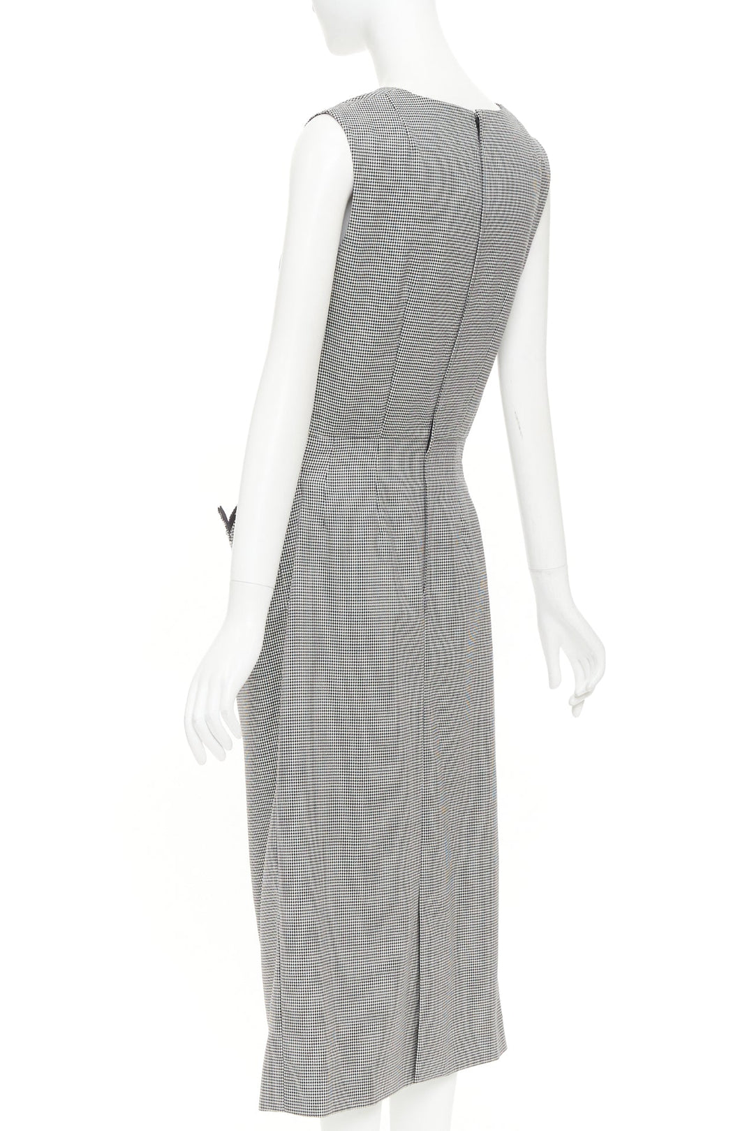 COMME DES GARCONS 2018 grey wool houndstooth 3D jagged cut out sheath dress S