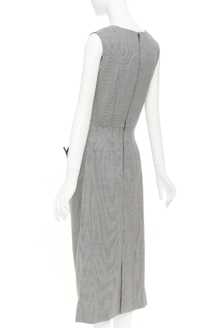 COMME DES GARCONS 2018 grey wool houndstooth 3D jagged cut out sheath dress S