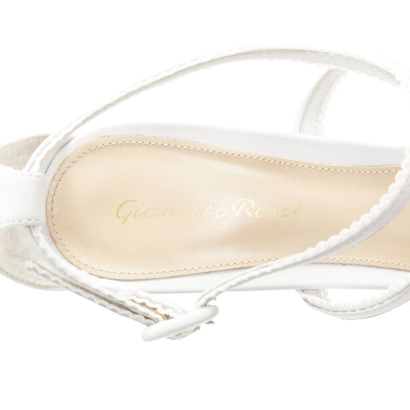 GIANVITO ROSSI white scalloped lace trim strappy high heel sandals EU39.5