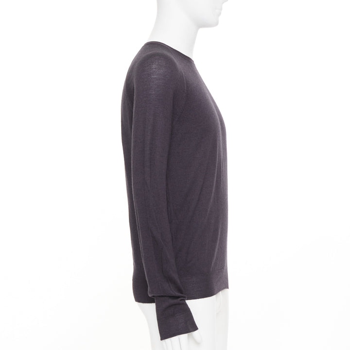 PRADA 2008 dark charcoal grey sheer wool silk blend long sleeve sweater IT46 S